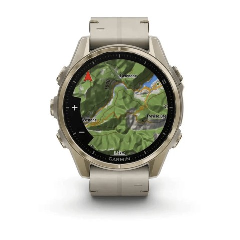Спортивний годинник Garmin Fenix 8 Amoled 43мм Sapphire Soft Gold з піщаним шкіряним ремінцем 010-02903-40