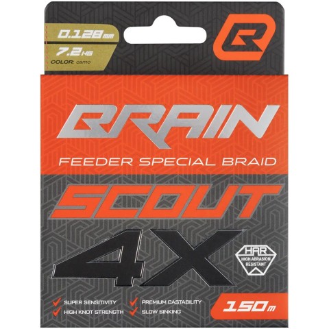 Шнур Brain Scout 4X 150m (camo) 0.128mm 7.2kg