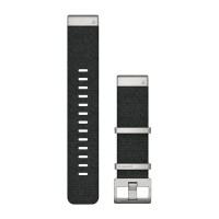 Ремінці для годинника Garmin QuickFit 22 нейлонові жаккардового плетіння, чорні зі сріблястою фурнітурою