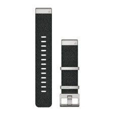 Ремінці для годинника Garmin QuickFit 22 нейлонові жаккардового плетіння, чорні зі сріблястою фурнітурою