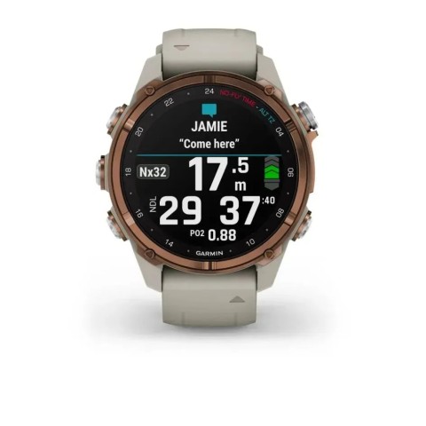 Смарт-годинник Garmin Descent Mk3i (43 мм) бронзовий PVD титановий із силіконовим ремінцем кольору французький сірий