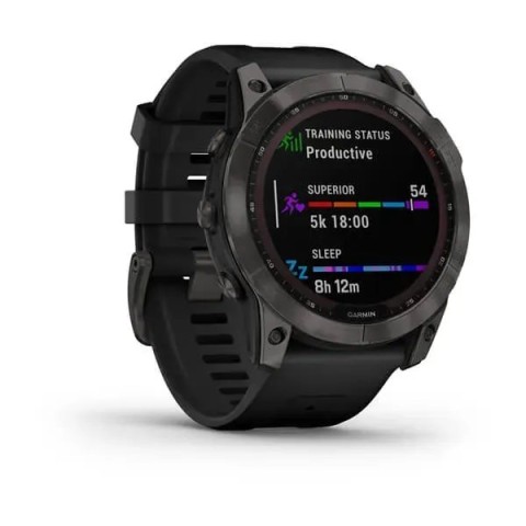 Смарт-годинник Garmin fenix 7X Sapphire Solar карбоново-сірий титановий DLC з чорним ремінцем
