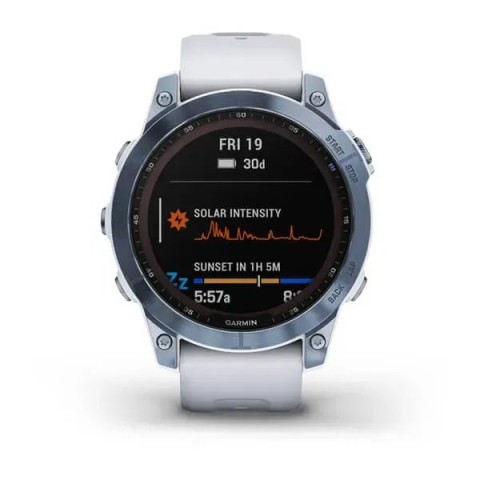 Смарт-часы Garmin fenix 7 Sapphire Solar минерально-синие титановые DLC с ремешком цвета белого камня
