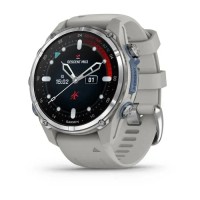Смарт-годинник Garmin Descent Mk3 (43 мм) із нержавіючої сталі з силіконовим туманно-сірим ремінцем