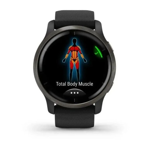 Смарт-часы Garmin Venu 2 черные с черным безелем и кожаным ремешком
