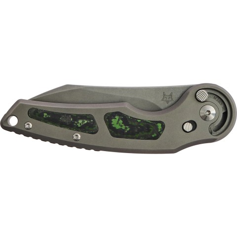 Нож Fox Jupiter Black Blade Titanium, Bead blasted Titanium + Jungle Wear carbon fiber i ц:gray/green