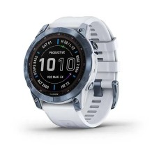 Смарт-часы Garmin fenix 7 Sapphire Solar минерально-синие титановые DLC с ремешком цвета белого камня