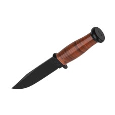 Ніж Ka-Bar Mark I, чорний, набірна шкір. рукоять, шкіряний чохол