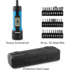 Neiko Drive Torque Wrench Screwdriver Set | 30 Bits - Механическая Динамометрическая отвертка ключ c 30 битами