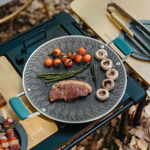 Сковорода з нержавіючої сталі з силіконовими ручками Naturehike CNK2550CF011, 34 х 34 см
