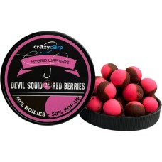 Бойлы Crazy Carp Hybrid Wafters 15mm Devil Squid & Red Berry (55шт/уп)