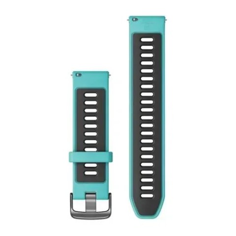Швидкозмінні ремінці Garmin Forerunner 265 Collection (22 мм) силіконові, бірюзові/чорні із фурнітурою грифельного кольору