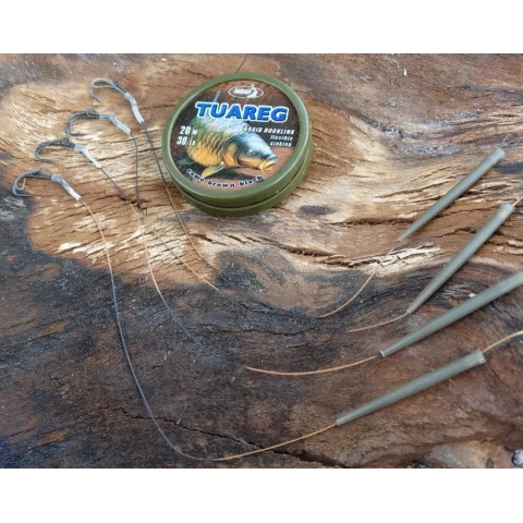 Поводковый материал Katran Braided Hook Links Tuareg 20m 25lb Camo Brown Black