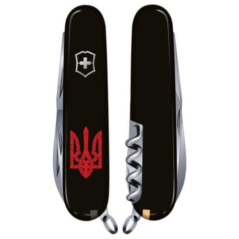 SPARTAN UKRAINE 91мм,12функ,чорн ,штоп ,Трезубець плетений червон.
