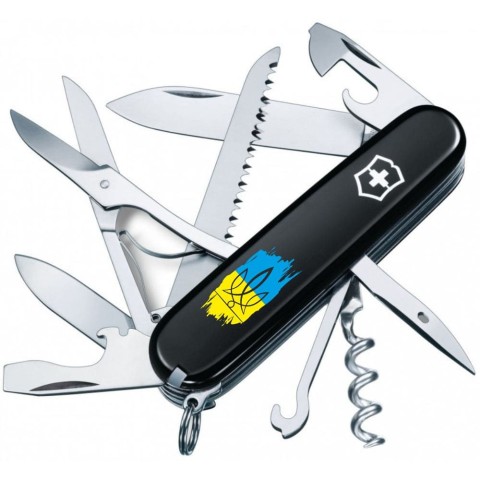 HUNTSMAN UKRAINE  91мм/15функ/черн /штоп/ножн/пила/крюк /Трезубец фигурный на фоне флага