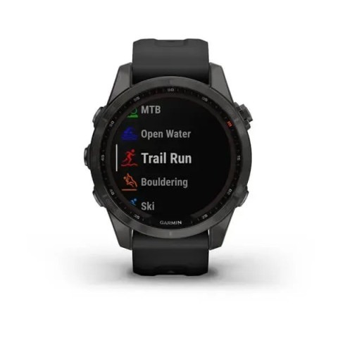 Смарт-годинник Garmin fenix 7S Sapphire Solar карбоново-сірий титановий DLC з чорним ремінцем