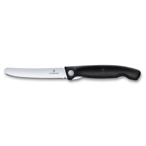 Ніж кухонний складний Victorinox SwissClassic 11 см, серрейтор, заокруглений, чорний