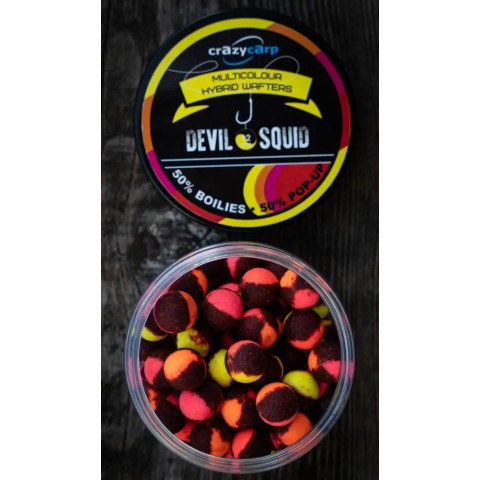 Бойлы Crazy Carp Multicolour Hybrid Wafters 12mm Devil Squid (55шт/уп)