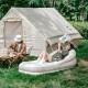 Матрац кемпінговий надувний одномісний Naturehike CNK2300DZ020, 180x90x60 см, бежевий із вбудованим насосом для надування
