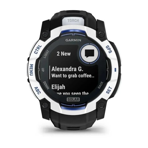 Смарт-годинник Garmin Instinct 3 (50 мм) Solar білий камінь/чорний/синя блискавка