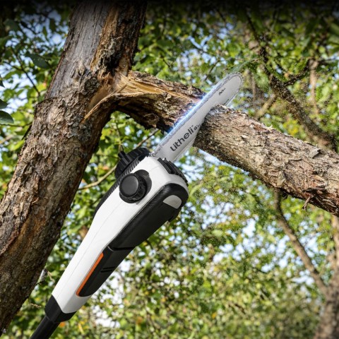 Висоторіз-кущоріз Litheli телескопічний, 340 мм, живлення від павербанку (УМБ Litheli Power Bank 20000 mAh, 45 W, 2,5 А в комплекті)