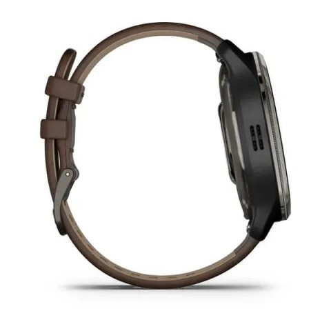 Смарт-часы Garmin Venu 2 Plus графитовые с коричневым кожаным ремешком