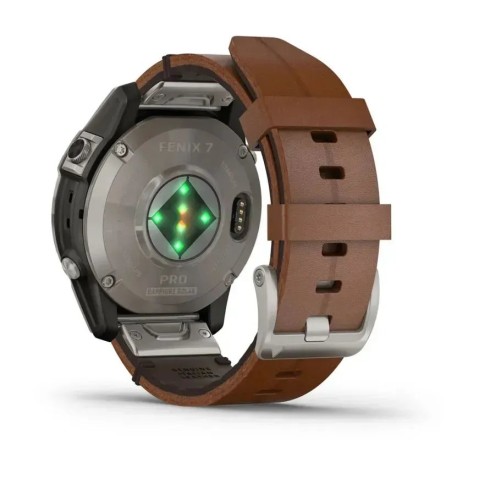 Смарт-годинник Garmin fenix 7 Pro Sapphire Solar Edition титановий з каштановим шкіряним ремінцем