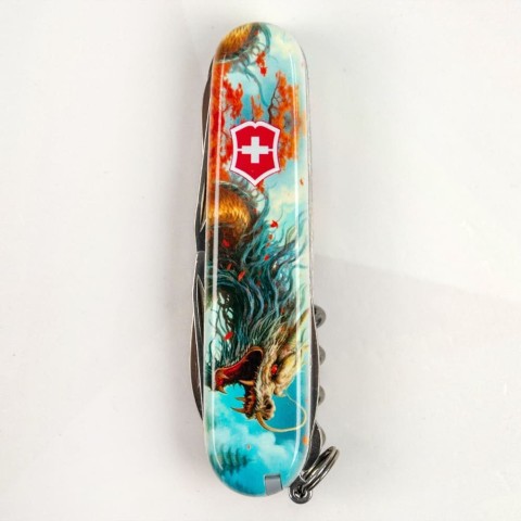 Ніж Victorinox Huntsman Zodiac 91мм,15функ ,Бойовий дракон