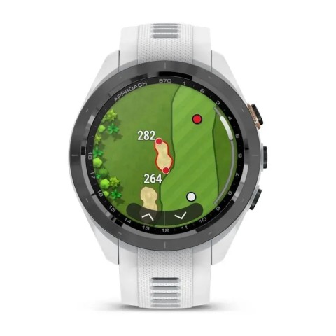 Смарт-часы Garmin Approach S70 (42 мм) с черным керамическим безелем и белым ремешком