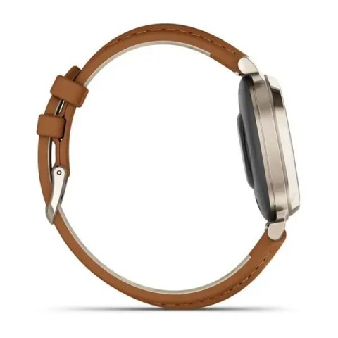 Смарт-часы Garmin Lily 2 Classic кремово-золотистые со смуглым кожаным ремешком
