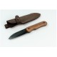 BSH 5 Ніж Bushcraft із вороненим лезом із вуглецевої сталі з горіховою ручкою та шкіряним футляром