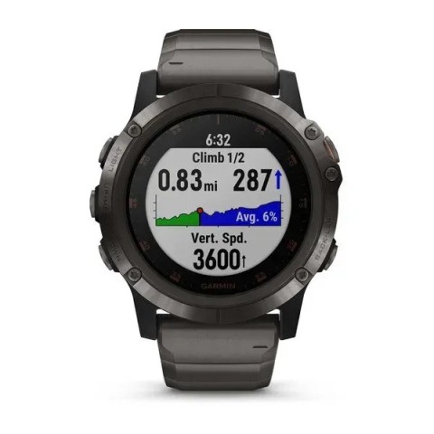 Смарт-часы Garmin fenix 5X Plus Sapphire серые титановые DLC с титановым ремешком