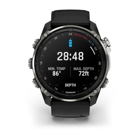 Смарт-годинник Garmin Descent Mk3i (51 мм) сріблясто-чорний PVD титановий з чорно/сірим силіконовим ремінцем