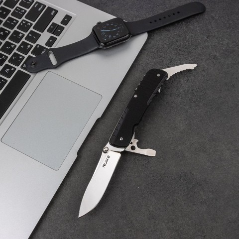 Багатофункціональний ніж Ruike Trekker LD21-B, (8.5 см) 12C27 / G10 чорний, 12 інстр.