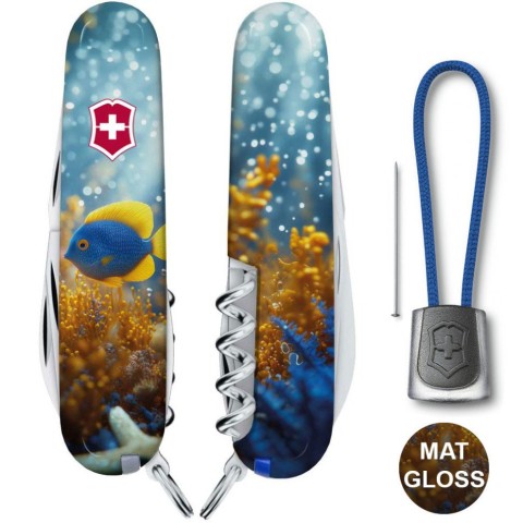 Складаний ніж Victorinox CAMPER DESIGN Жовто-блакитна рибка