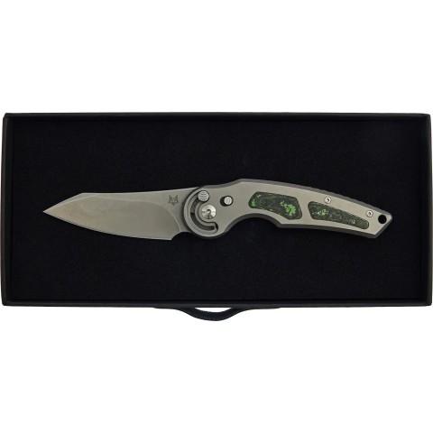 Нож Fox Jupiter Black Blade Titanium, Bead blasted Titanium + Jungle Wear carbon fiber i ц:gray/green