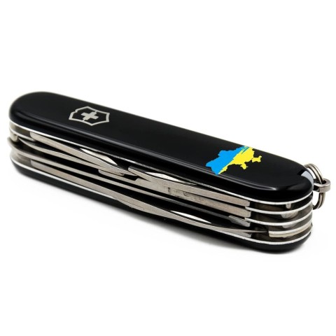 Ніж Victorinox Huntsman Ukraine 91мм,15функ,чорн ,Мапа України син-жовт.