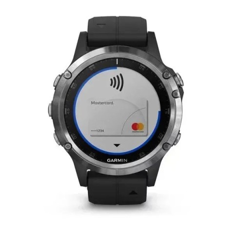 Смарт-годинник Garmin fenix 5 Plus сріблястий з чорним ремінцем