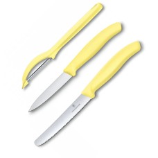 Набір кухонний Victorinox SwissClassic Paring Set 3шт з жовт. ручкою (2 ножа, овощечистка Universal) у подар.упак.