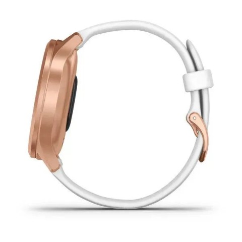 Смарт-годинник Garmin vivomove Style із рожево-золотистим корпусом та білим ремінцем