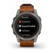 Смарт-годинник Garmin fenix 7 Pro Sapphire Solar Edition титановий з каштановим шкіряним ремінцем