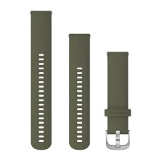 Швидкозмінні ремінці Garmin силіконові (20 мм) мохового кольору зі сріблястою фурнітурою