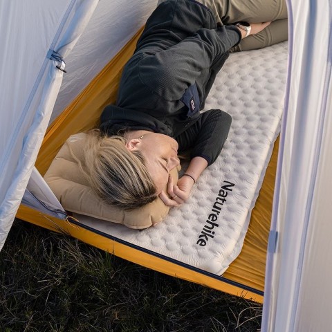 Матрац туристичний надувний одномісний  Naturehike CNK2300DZ013, 185x55x3.5 см, світло-сірий, прямокутний