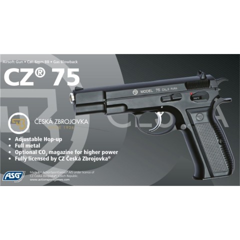 Пістолет страйкбольний ASG CZ 75. Blowback. Green Gas кал. 6 мм