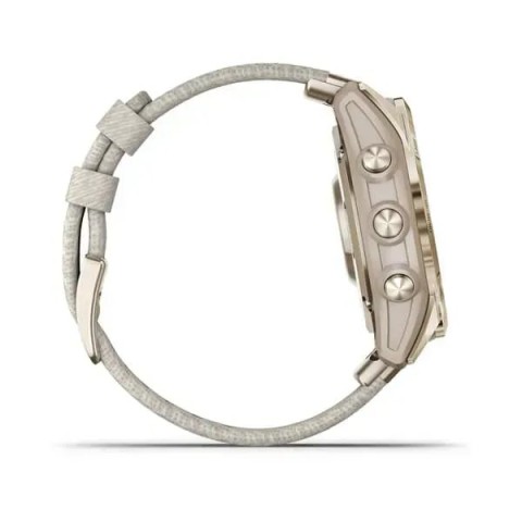 Смарт-годинник Garmin fenix 7S Sapphire Solar кремово-золотистий титановий з нейлоновим ремінцем кремового кольору