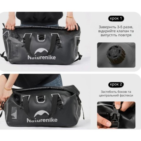 Водонепроникна дорожня сумка Naturehike CNK2450XB015, 90 л, чорна