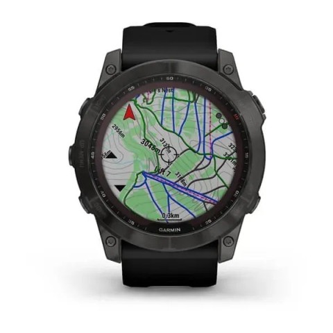 Смарт-годинник Garmin fenix 7X Sapphire Solar карбоново-сірий титановий DLC з чорним ремінцем