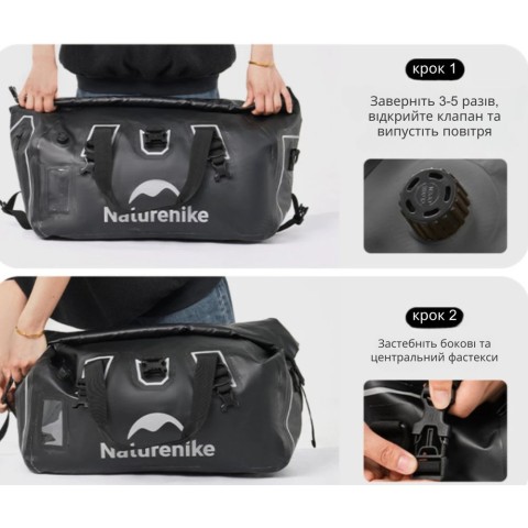 Водонепроникна дорожня сумка Naturehike CNK2450XB015, 60 л, чорна