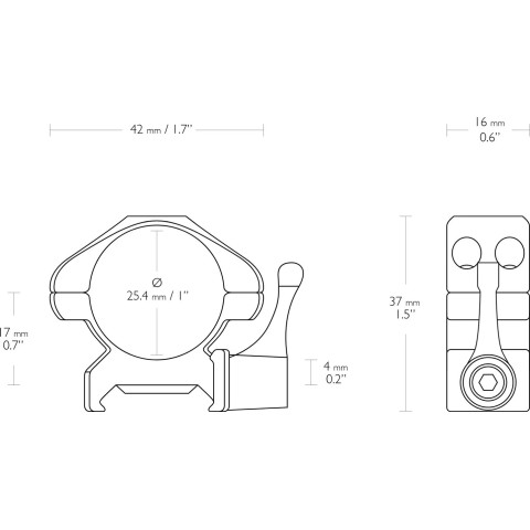 Кольца Hawke Precision Steel QD 1