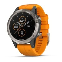Смарт-годинник Garmin fenix 5 Plus Sapphire титановий з помаранчевим ремінцем